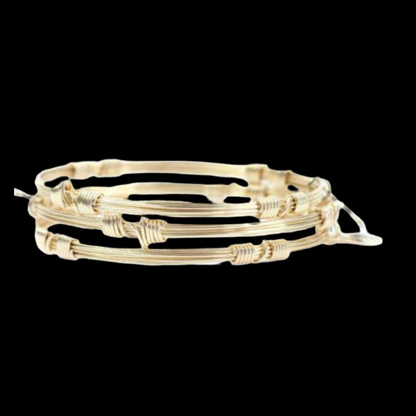 Bourbon And Boweties Bangle Bracelet Stackers Set of 3 Gold Plated Brass-Standard & Large Size