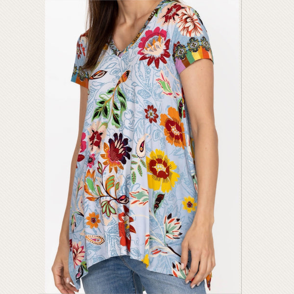 Johnny Was Fagan Floral V-Neck Tunic Size X Large