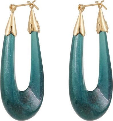 Gas Bijoux Ecume 24K-Gold-Plated & Acetate Elongated Blue Hoop Earrings