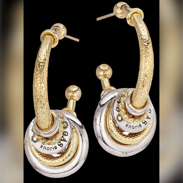 Gas Bijoux Maranzana Two Tone Gold And Silver Hoop Earrings