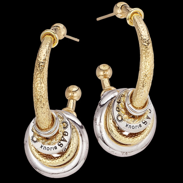 Gas Bijoux Maranzana Two Tone Gold And Silver Hoop Earrings