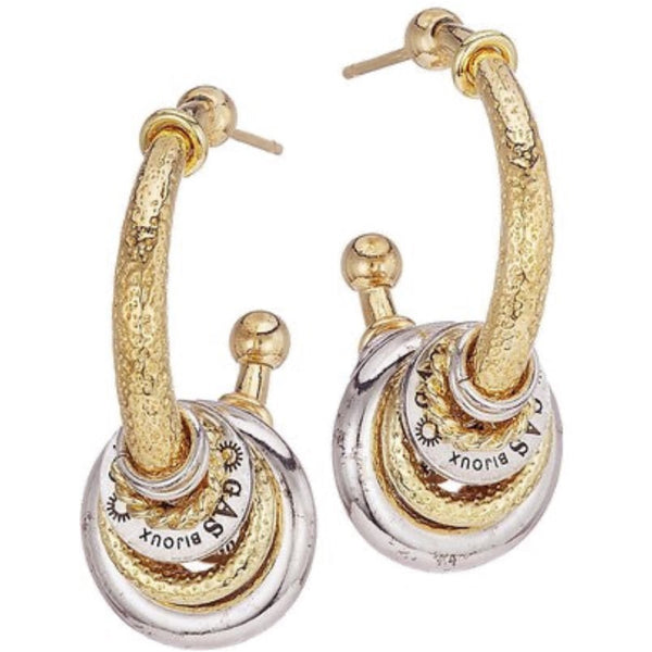 Gas Bijoux Maranzana Two Tone Gold And Silver Hoop Earrings