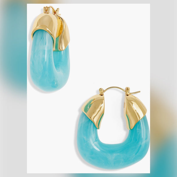 Lizzie Fortunato Women's Blue Gold Organic Hoop Earrings