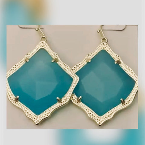 Kendra Scott Kirsten Drop Gold Glass Soft Teal Agate Earrings