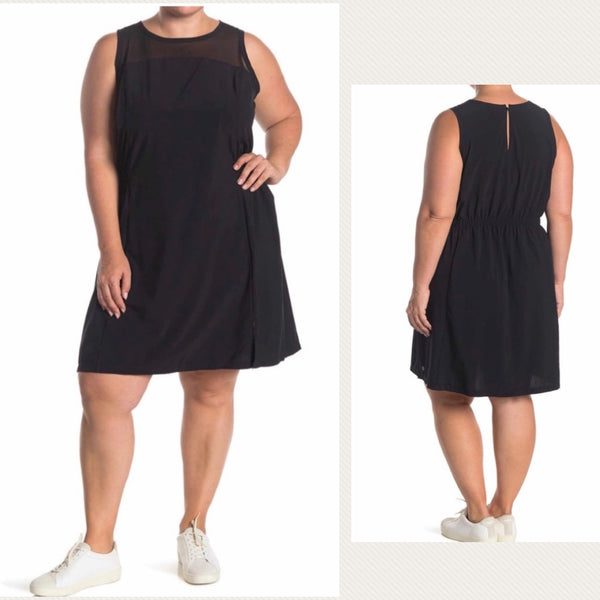 Z by Zella Balance Mesh Yoke Woven Workout Dress Black Plus Size 3X