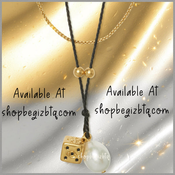 Tory Burch Kira Gold And Black Cultured Pearl And Dice Pendant Necklace