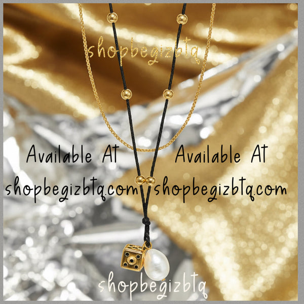 Tory Burch Kira Gold And Black Cultured Pearl And Dice Pendant Necklace