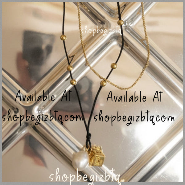 Tory Burch Kira Gold And Black Cultured Pearl And Dice Pendant Necklace