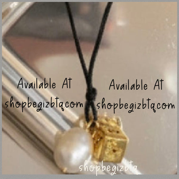Tory Burch Kira Gold And Black Cultured Pearl And Dice Pendant Necklace