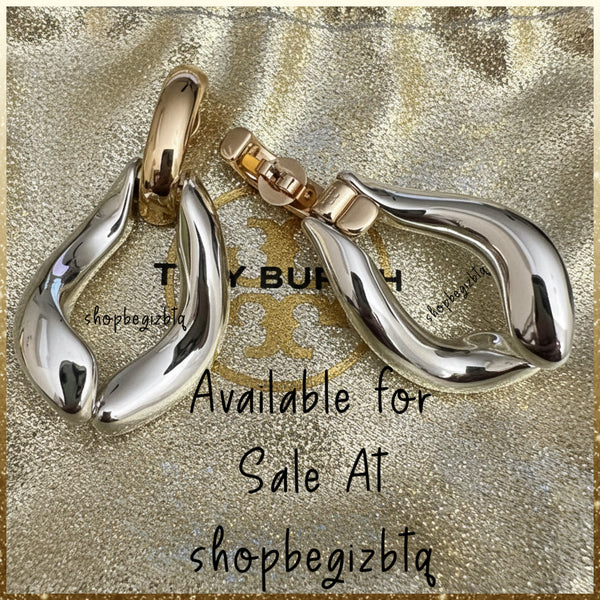 Tory Burch Wishbone Earrings Gold & Silver Polished Finished