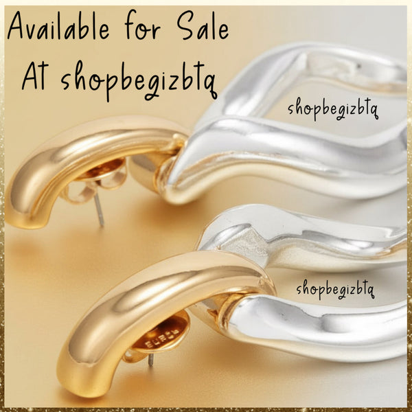 Tory Burch Wishbone Earrings Gold & Silver Polished Finished