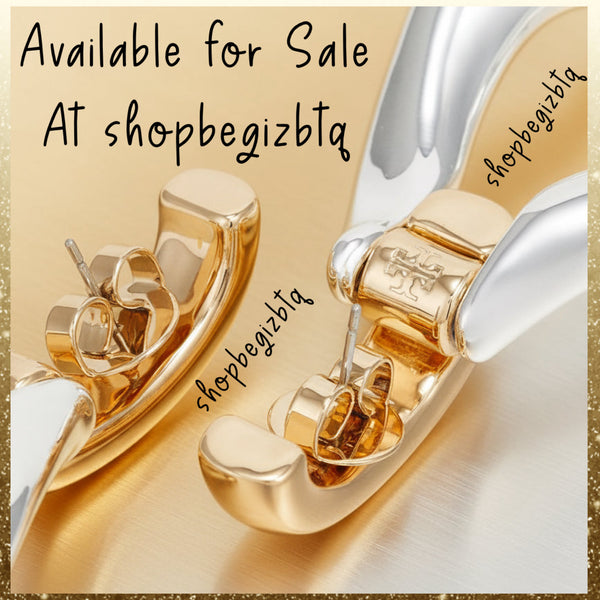 Tory Burch Wishbone Earrings Gold & Silver Polished Finished