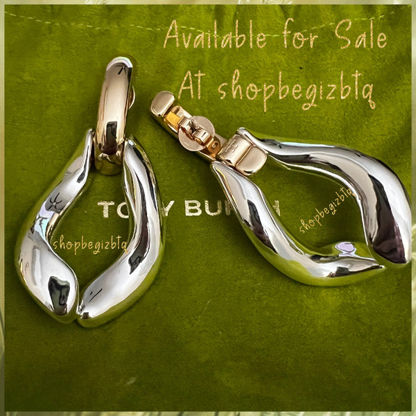 Tory Burch Wishbone Earrings Gold & Silver Polished Finished