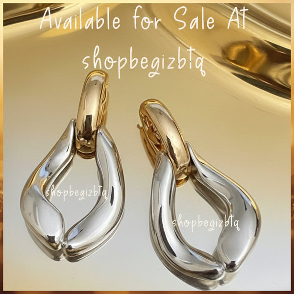 Tory Burch Wishbone Earrings Gold & Silver Polished Finished