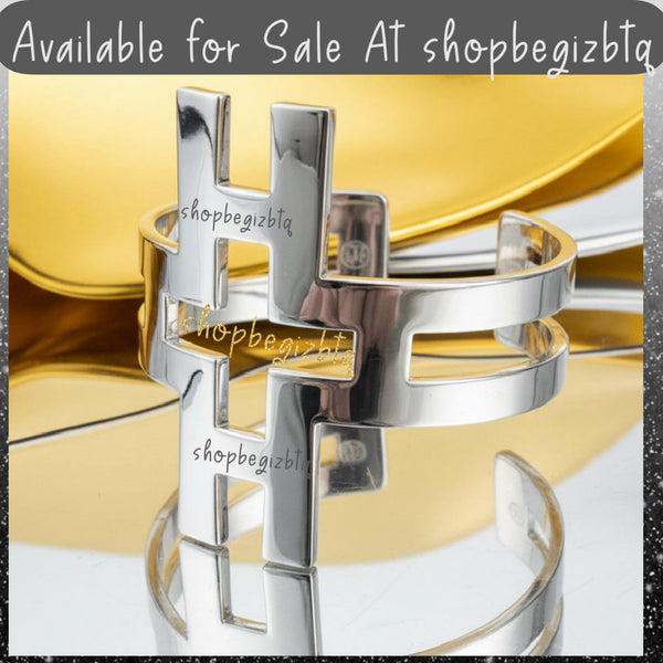 Authentic Tory Burch Hicks Large Bold Statement Polished Silver Wide Open Cuff Bracelet