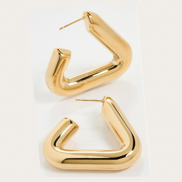 Brinker + Eliza Goldie 24K Gold Plated Triangular Hoops Earrings