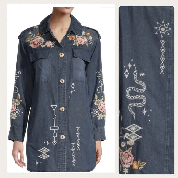 Johnny Was Umoya Oversized Denim Jacket Large