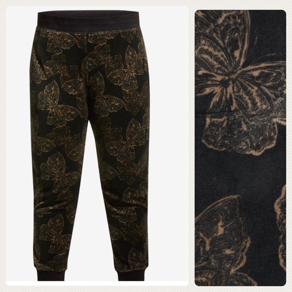 Johnny Was Zuri Modern Velour Sweatpants Black Plus 1X