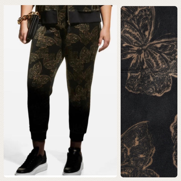 Johnny Was Zuri Modern Velour Sweatpants Black Plus 1X