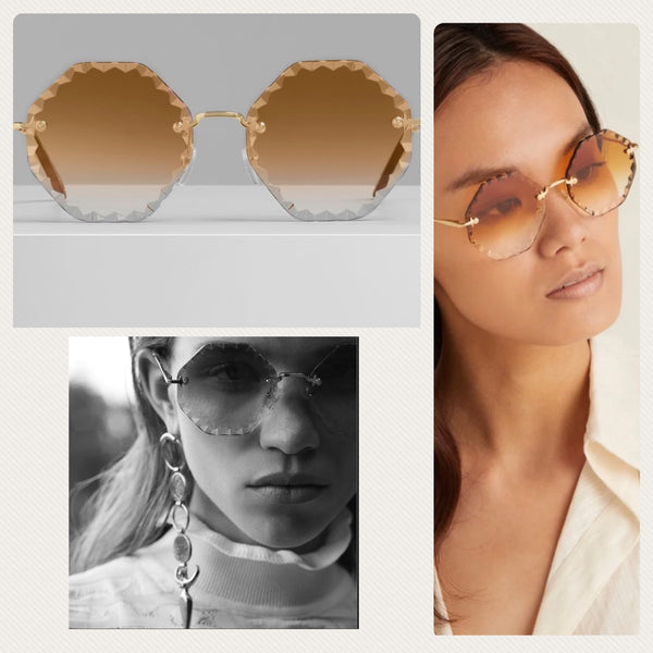 Chloé Rosie Octagon Sunglasses Metal Yellow With Gradient Brown Tinted Lenses