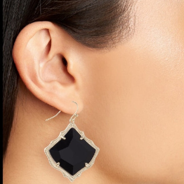 Kendra Scott Kirsten Drop Black Glass Gold Earrings