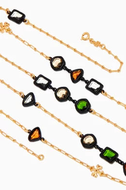 Tory Burch Roxanne Chain Necklace Black Resin & Glass