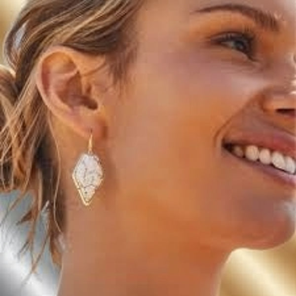 Kendra Scott Framed Tessa Gold White Howlite Drop Earrings