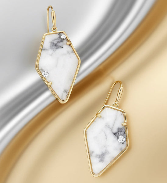 Kendra Scott Framed Tessa Gold White Howlite Drop Earrings