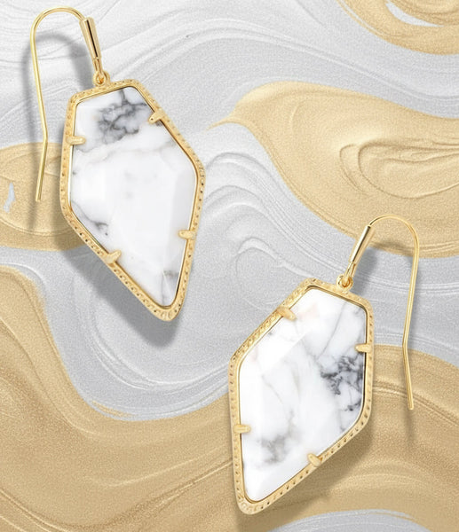 Kendra Scott Framed Tessa Gold White Howlite Drop Earrings