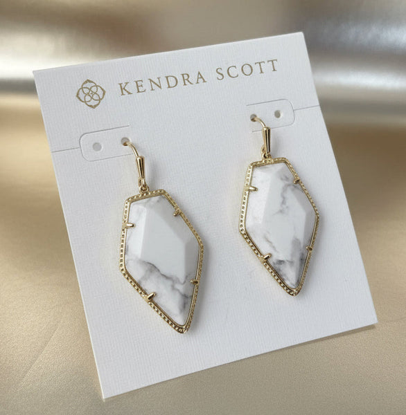 Kendra Scott Framed Tessa Gold White Howlite Drop Earrings
