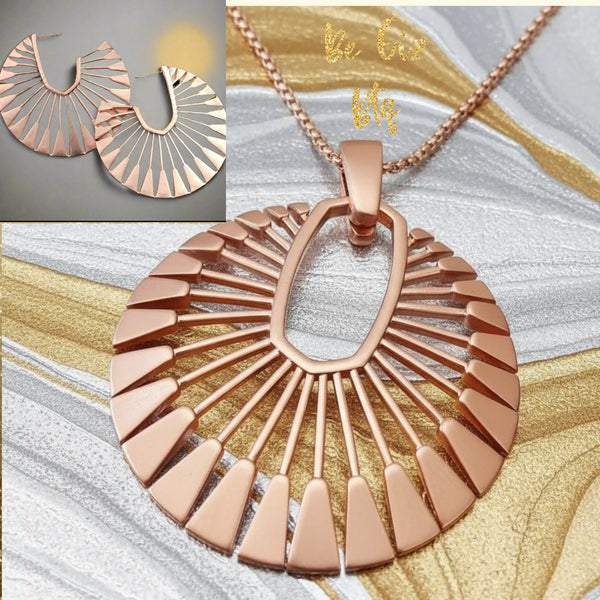 Kendra Scott The Deanne Set Necklace and Hoop Earrings in Rose Gold