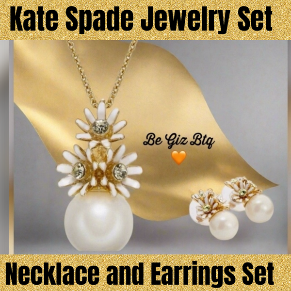 Kate Spade New York Loves Me Flower & Pearl Stud Earrings & Necklace Set