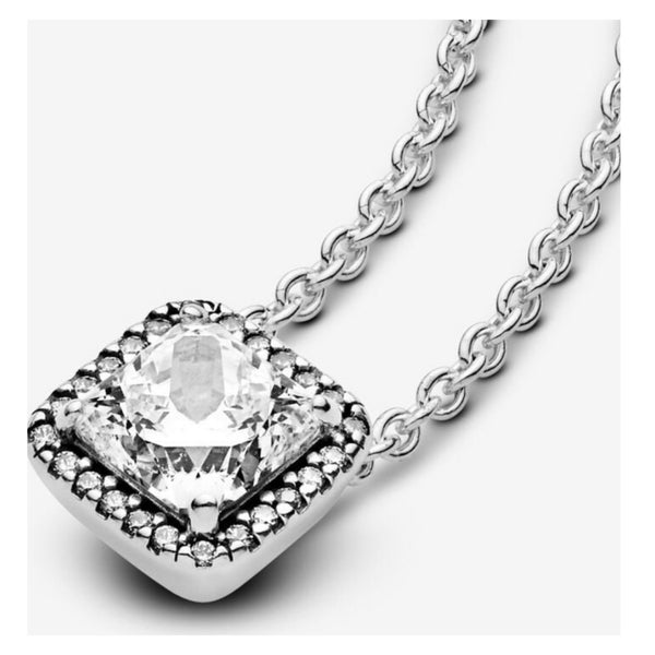 Pandora Square Sparkle Halo Necklace