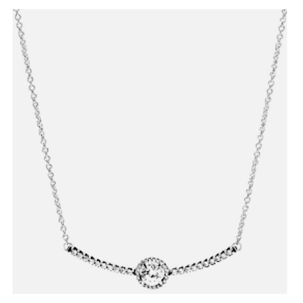 Pandora Round Sparkle Silver Zirconia Necklace 398490C01-45