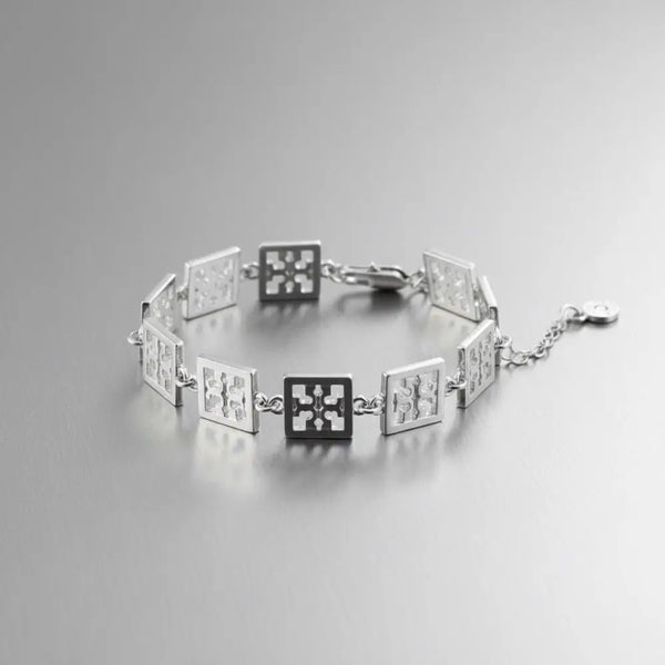 Authentic Tory Burch Miller Silver Chain Bracelet and Drop Earrings Silver Set - 14K Silver Plated over Brass / Silver