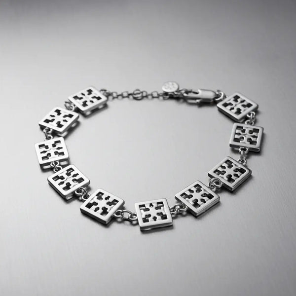 Authentic Tory Burch Miller Silver Chain Bracelet and Drop Earrings Silver Set - 14K Silver Plated over Brass / Silver