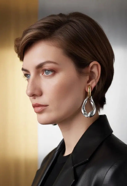 Authentic Tory Burch Wishbone Earrings Gold & Silver Polished Finished - Polished Silver and Gold / 18k-gold plated