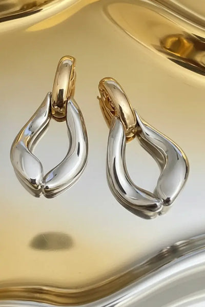 Authentic Tory Burch Wishbone Earrings Gold & Silver Polished Finished - Polished Silver and Gold / 18k-gold plated