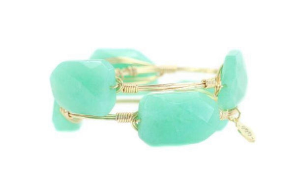 Bourbon And Boweties Bangle Bracelet The Gwen Green Large Size