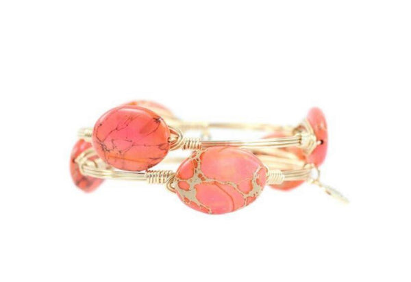 Bourbon And Boweties Bangle Bracelet The Hazel Coral Large Size