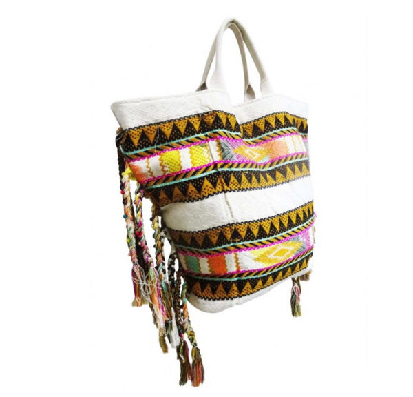 American and Beyond Travel Boho Bag MI Fringed Backpack/Tote - Three bags in one