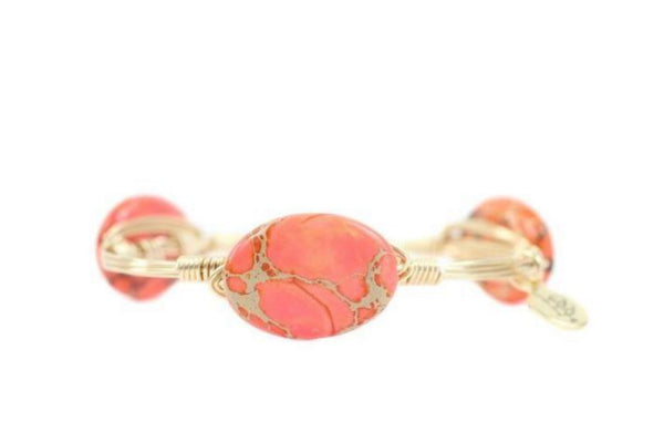 Bourbon And Boweties Bangle Bracelet The Hazel Coral Large Size