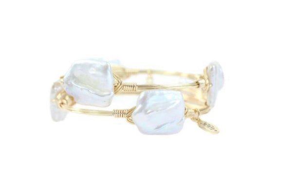 Bourbon And Boweties Bangle Bracelet The Everleigh White Large Size