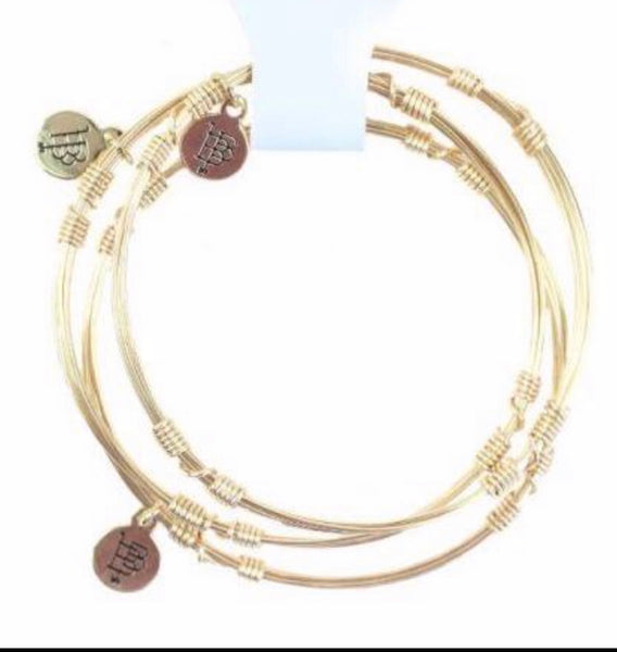 Bourbon And Boweties Bangle Bracelet Stackers Set of 3 Gold Plated Brass-Standard & Large Size