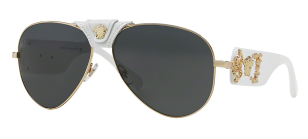 Versace Unisex Medusa Head Aviator Sunglasses White-Gray-Gold