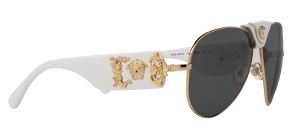 Versace Unisex Medusa Head Aviator Sunglasses White-Gray-Gold