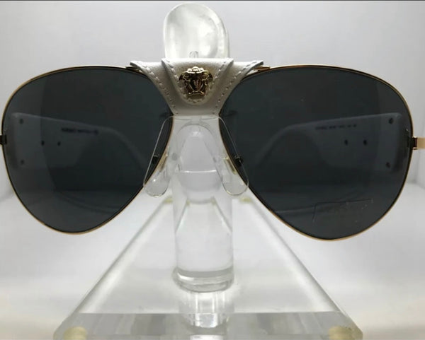 Versace Unisex Medusa Head Aviator Sunglasses White-Gray-Gold