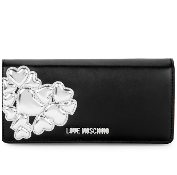 Love Moschino Metallic Hearts Wallet Black And Silver