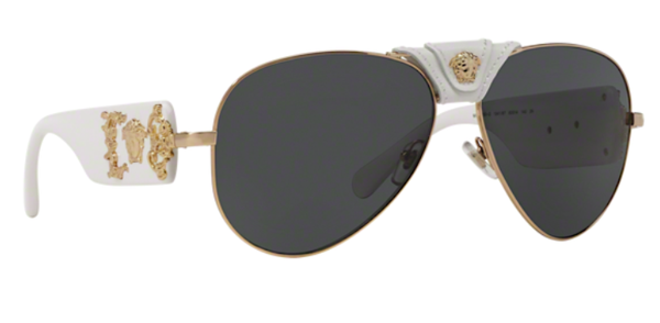 Versace Unisex Medusa Head Aviator Sunglasses White-Gray-Gold